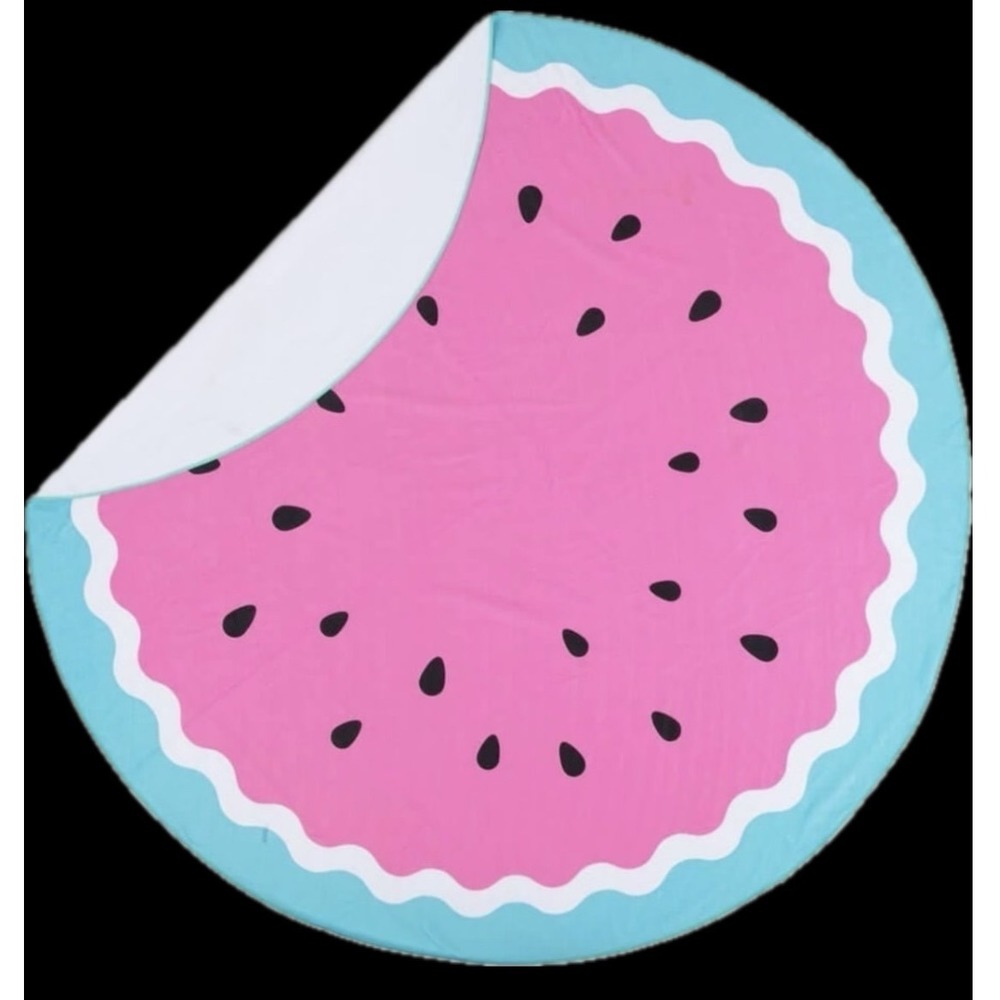 Tipsy Elves Round Watermelon Beach Pool Towel Blanket Pink Teal Circular NEW